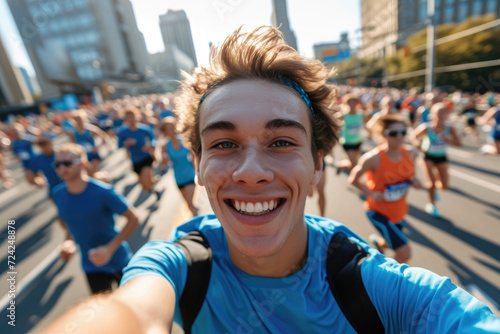 Young happy marathon runner...
