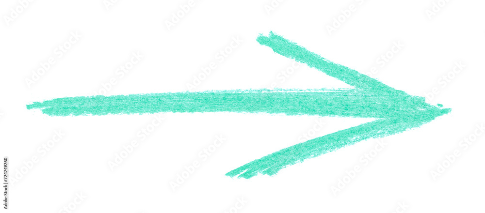 Green arrow hand draw, chalk sketching isolated on white Green arrow hand draw, chalk sketching isolated on white