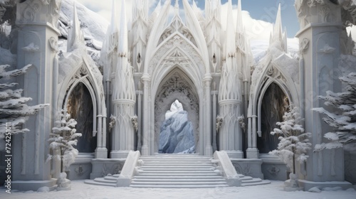 the entrance of Valhalla made in marble white stone
