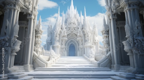 the entrance of Valhalla made in marble white stone