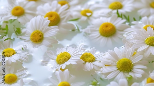 Chamomile in milk water herbal treatment and baths care and nurturing soothing  generative ai  