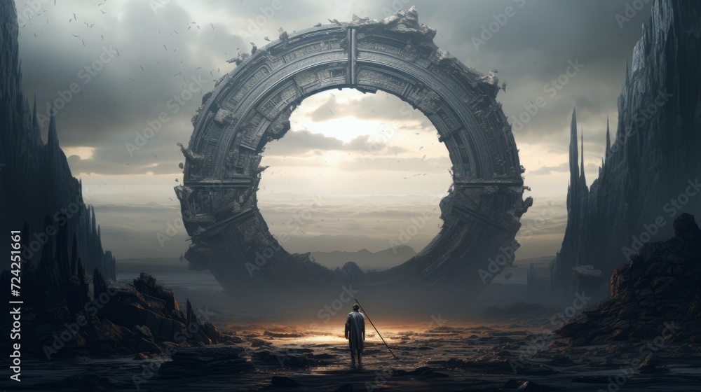 a stargate made of stone that form a circle - obrazy, fototapety, plakaty 