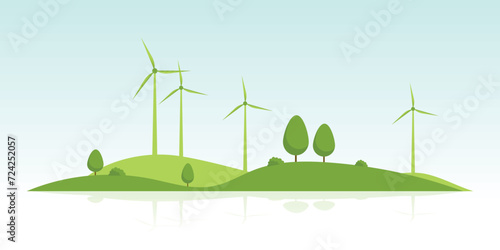 wind turbines farm. Wind Turbines, Offshore Wind Power, Wind Energy, Renewable Energy, Ecology and Green Electricity.