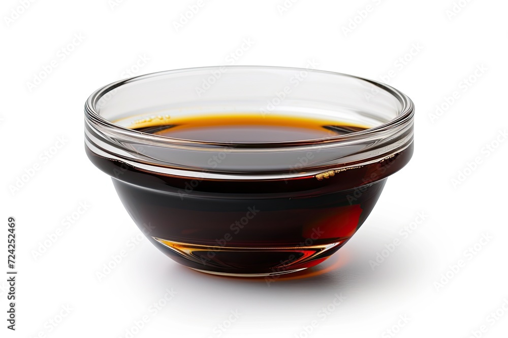 Balsamic glaze on white background from above Balsamic glaze on white background from above