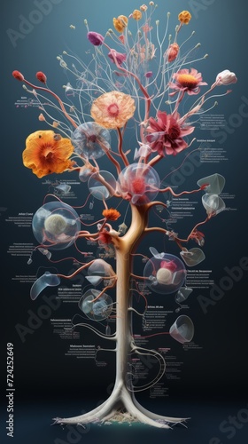 fantasy infographic of a strange flower
