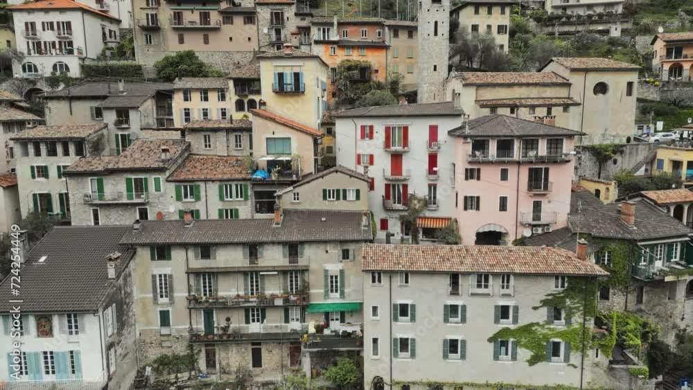 Old architecture. Swiss village. Old architecture of Europe. Old Town. Fisherman's town. The city on the mountain. Italian city. Old Europe. General plan on the drone. High quality 4k footage Old architecture. Swiss village. Old architecture of Europe. Old Town. Fisherman's town. The city on the mountain. Italian city. Old Europe. General plan on the drone. High quality 4k footage