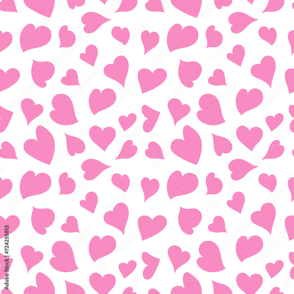 Subtle rose hearts on white backdrop seamless pattern. Elegant art texture for printing on various surfaces or usage in graphic design projects.