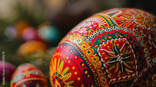 Giant Easter Elegance: Close-Up of Adorned Vibrant Egg