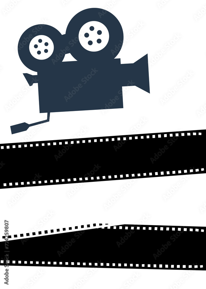 Banner with retro camera and film reel with space for text