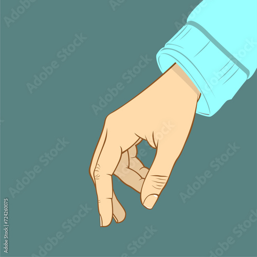 hand pointing to something. The hand is reaching for something below, Vector Illustration