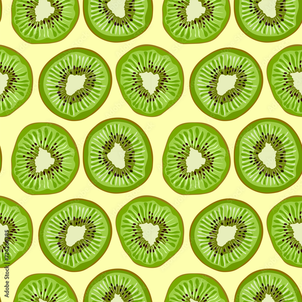 Fototapeta premium Seamless pattern of kiwi fruit. Vector illustration.