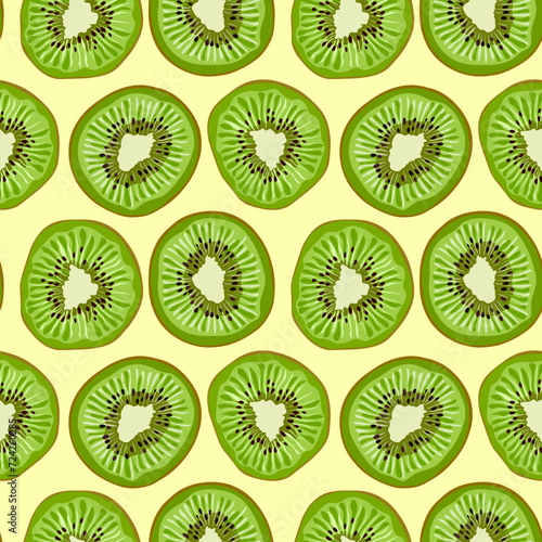 Seamless pattern of kiwi fruit. Vector illustration.