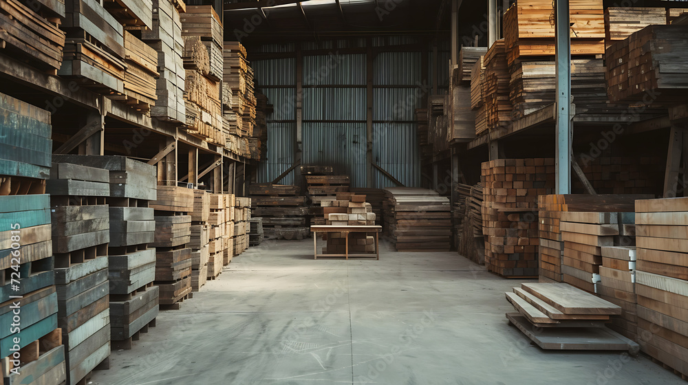 wood siting in a warehouse ready to be sold wood siting in a warehouse ready to be sold