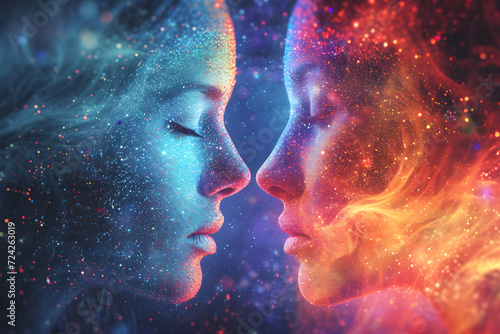A spiritual connection between two persons generated through deep state meditation and astral communication. photo