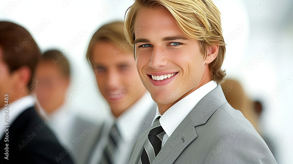 Confident smiling head of revenue operations with blurred background and copy space Confident smiling head of revenue operations with blurred background and copy space