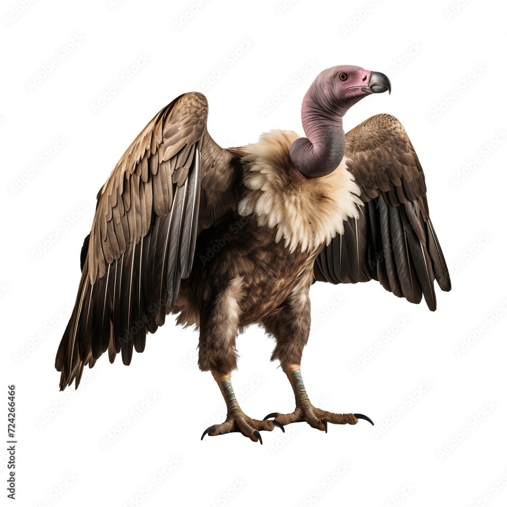 Obraz premium Full body portrait of a vulture with big wings, isolated on white background