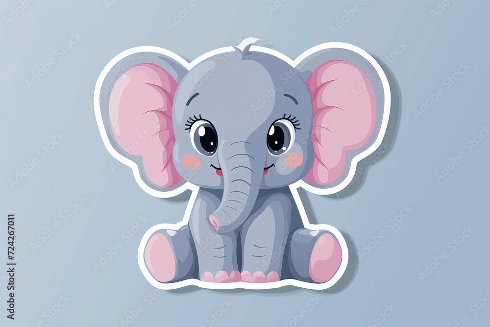 A playful cartoon elephant lounging on a vibrant blue canvas, bringing whimsical illustration and cheerful clipart to life A playful cartoon elephant lounging on a vibrant blue canvas, bringing whimsical illustration and cheerful clipart to life