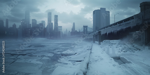 Skyline of New York in winter