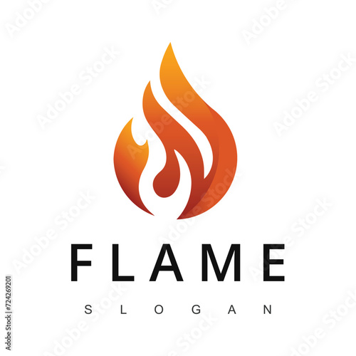Fire Flame for Burn Gas Oil Company or Barbecue BBQ Grill logo design