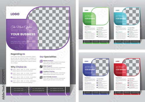 Creative & modern trend Corporate Business flyer templet, 5 unique color variation Flyer Design, Geometric brochure design cover page flyer layout.