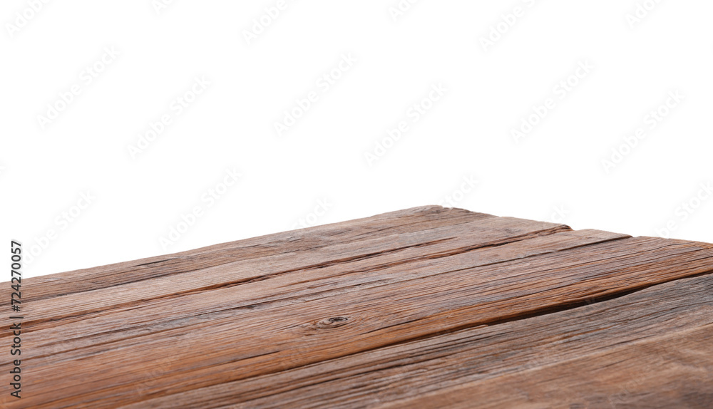 Fototapeta premium Empty brown wooden table isolated on white