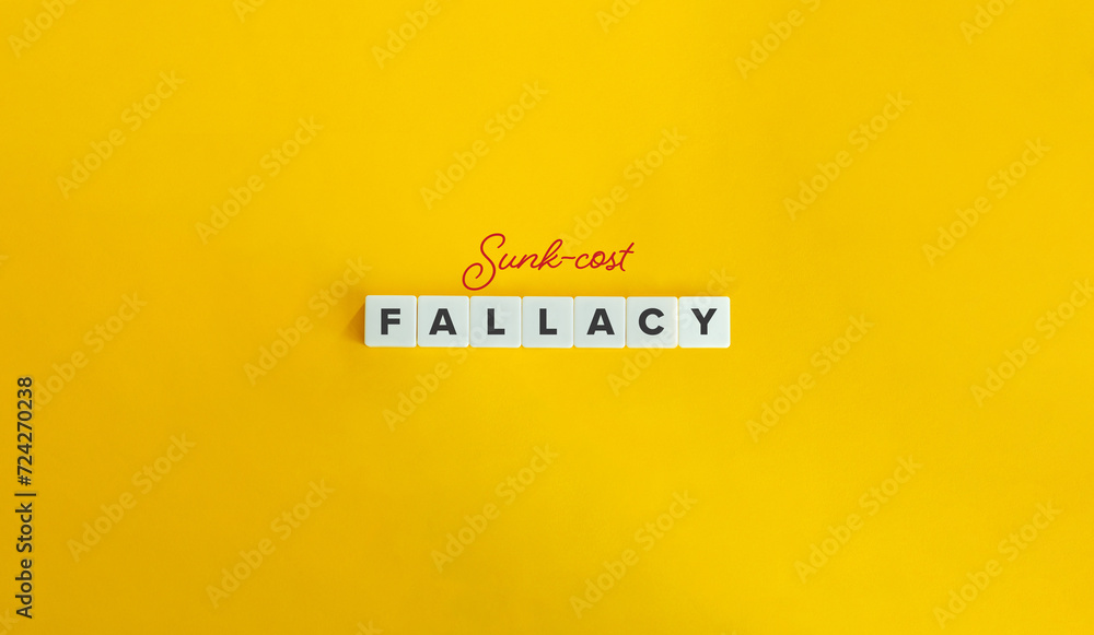 Sunk-cost Fallacy Banner. Irrational Decision Making, Cognitive Bias, Flawed Logic - obrazy, fototapety, plakaty 