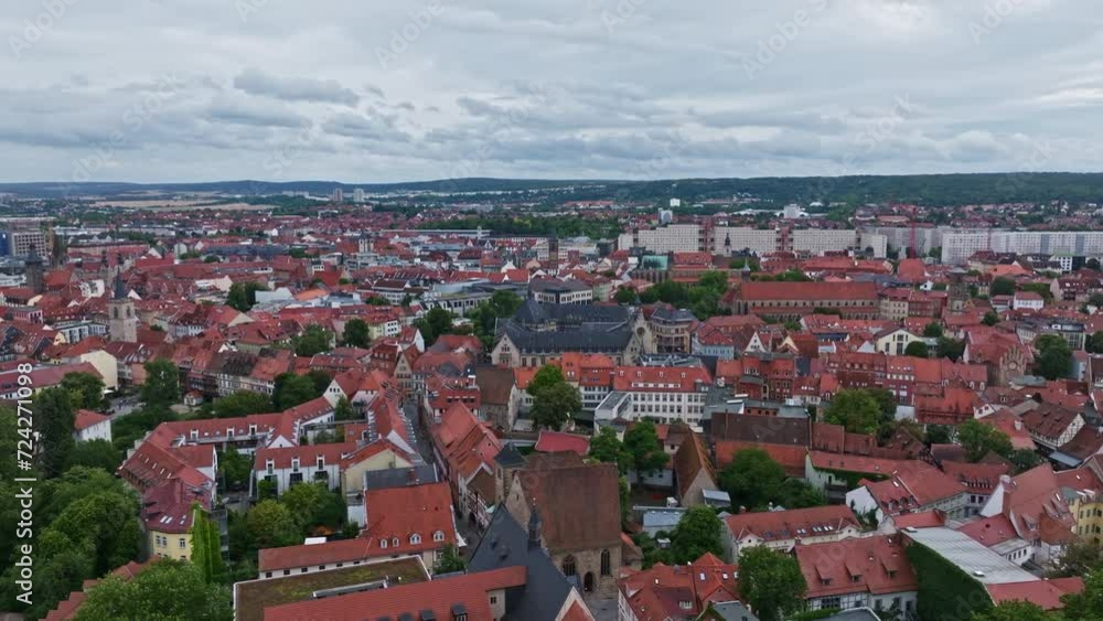 Aerial drone view of the historical old town of Erfurt , Germany . Erfurt is the capital and largest city of the Central German state of Thuringia. Aerial drone view of the historical old town of Erfurt , Germany . Erfurt is the capital and largest city of the Central German state of Thuringia.
