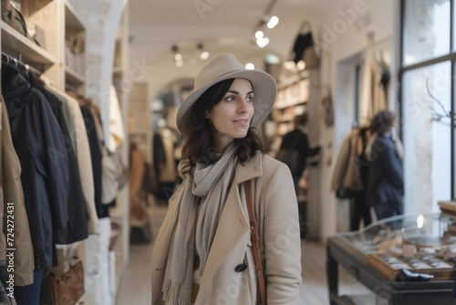 Stylish woman shopping in a chic boutique