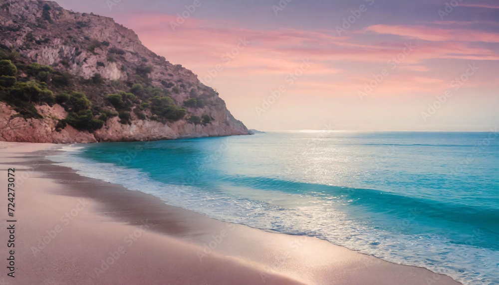 Pale pink sunset on the beach, relaxing wallpaper