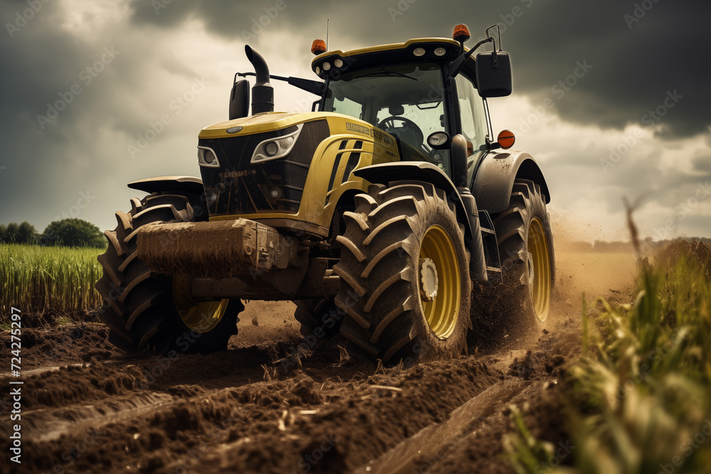 Tractor in a field. Farm. Agriculture. Harvest in a field. Agricultural professions. Peasant world. Harvest period.
Tractor in a field. Farm. Agriculture. Harvest in a field. Agricultural professions. Peasant world. Harvest period.