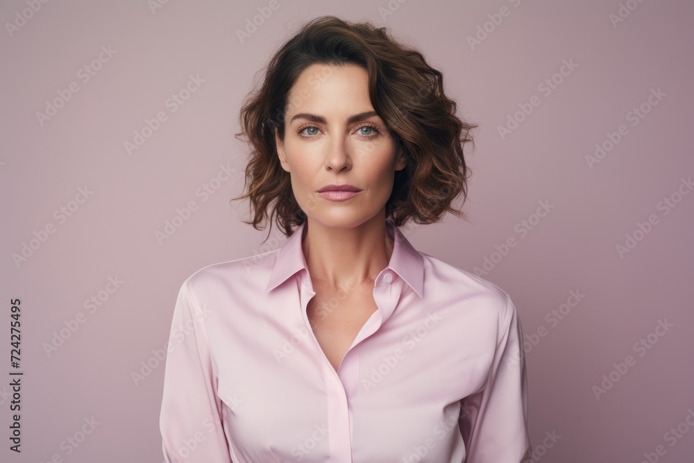 Portrait of a beautiful businesswoman in pink shirt. Studio shot. Portrait of a beautiful businesswoman in pink shirt. Studio shot.