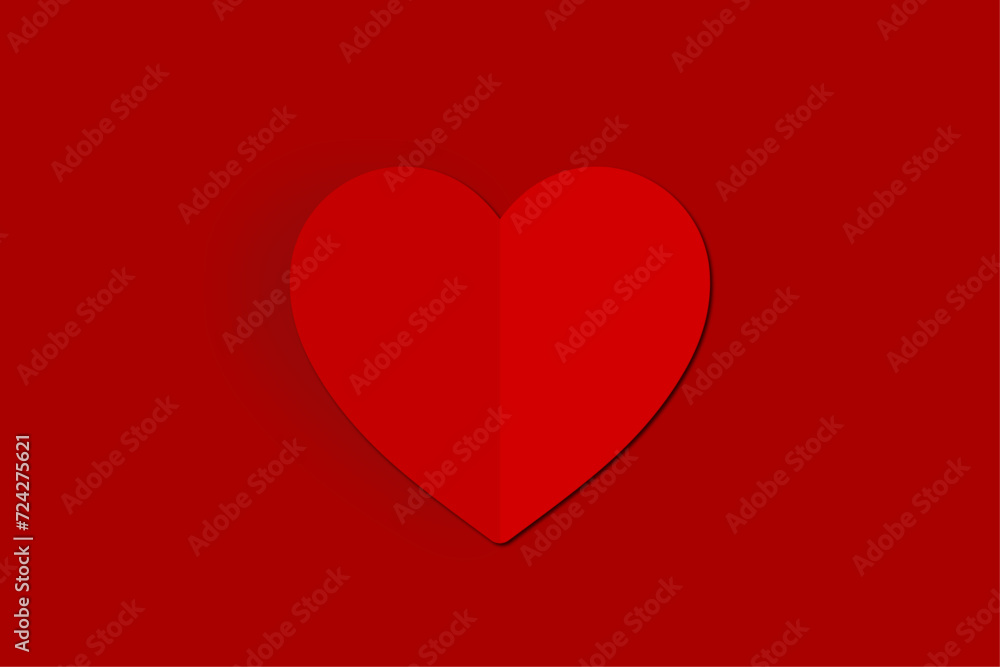 paper red heart on a red background. vector illustration