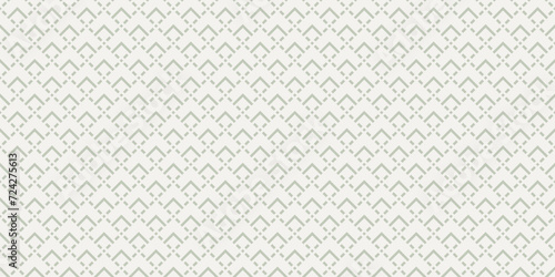 Vector geometric seamless pattern. Abstract graphic background with squares, lines, arrows, grid. Simple geo texture. Sage green color. Ethnic style ornament. Repeated vintage design for decor, print