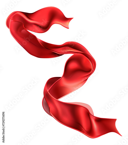 Red fabric ribbon isolated.