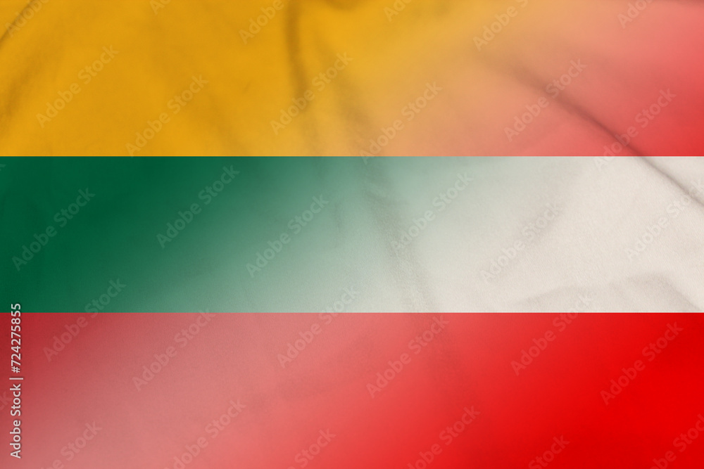 Fototapeta premium Lithuania and Austria state flag transborder contract AUT LTU