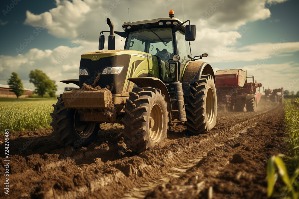 Tractor in a field. Farm. Agriculture. Harvest in a field. Agricultural professions. Peasant world. Harvest period.
Tractor in a field. Farm. Agriculture. Harvest in a field. Agricultural professions. Peasant world. Harvest period.