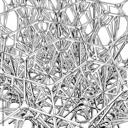 Abstract Construction Structure. An Illustration Of Architectural Construction Isolated On White Background. Concept - modern architecture and designing.