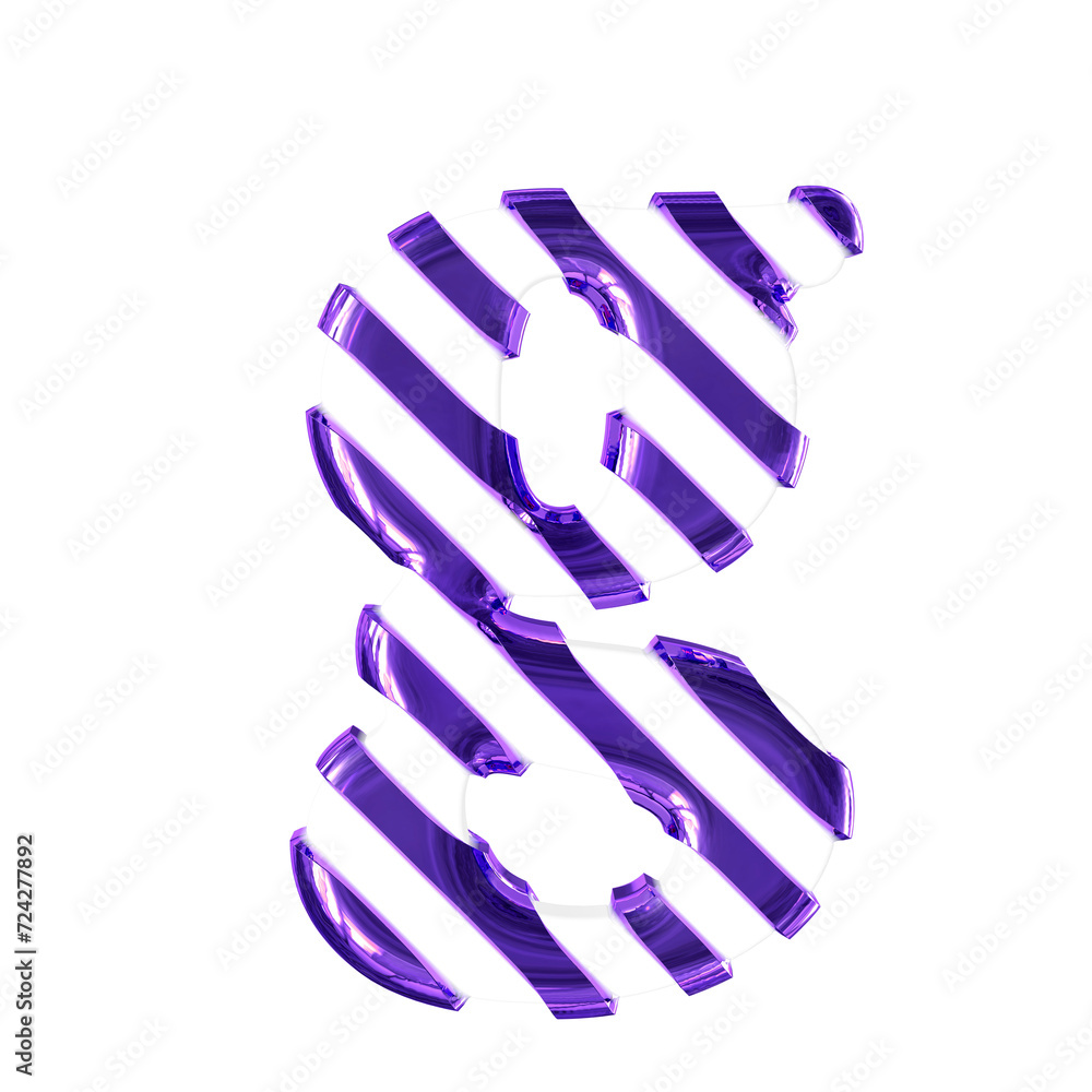 White symbol with thin purple diagonal straps. letter g White symbol with thin purple diagonal straps. letter g