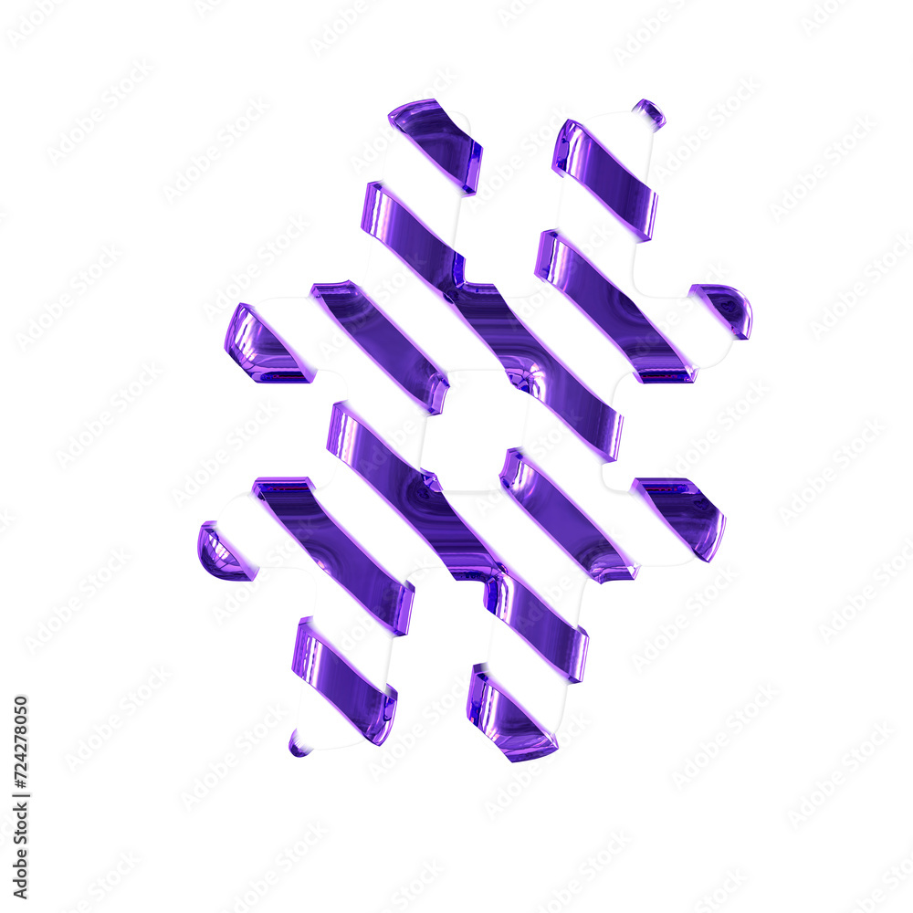 Fototapeta premium White symbol with thin purple diagonal straps