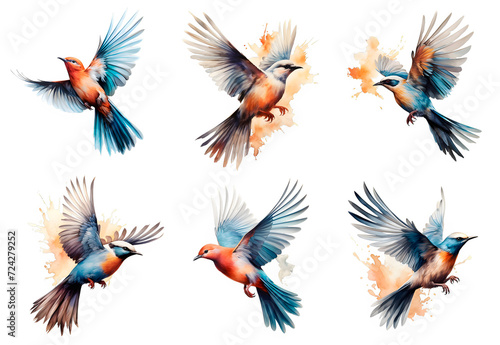 A set of detailed and vibrant bird images without background