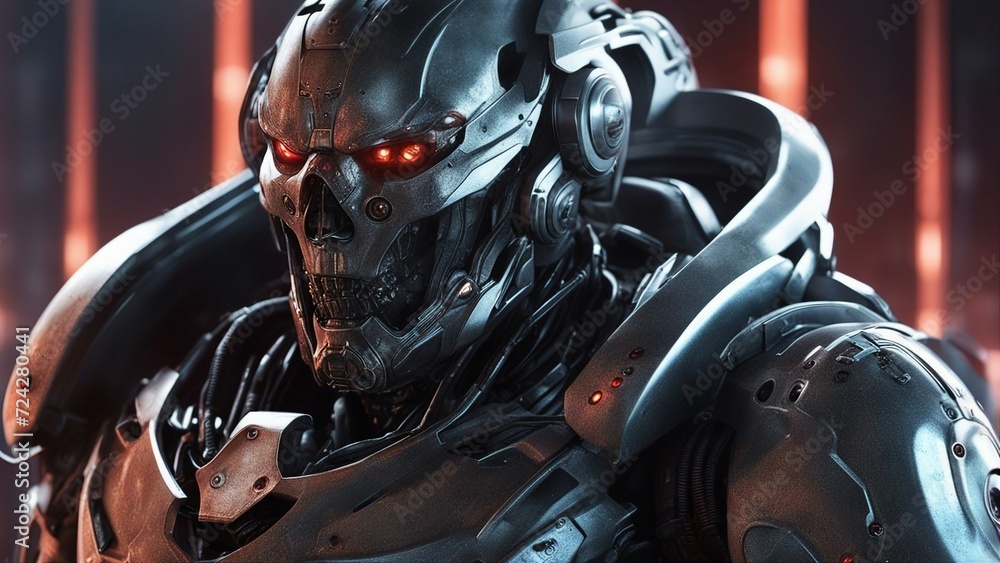 Futuristic soldier evil guy in armor cyborg robot render science fiction illustration Futuristic soldier evil guy in armor cyborg robot render science fiction illustration