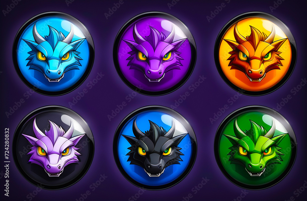 Obraz premium A set of dragon characters with various expressions. 2024 is called the 'Year of the Dragon' in Asia and Korea.