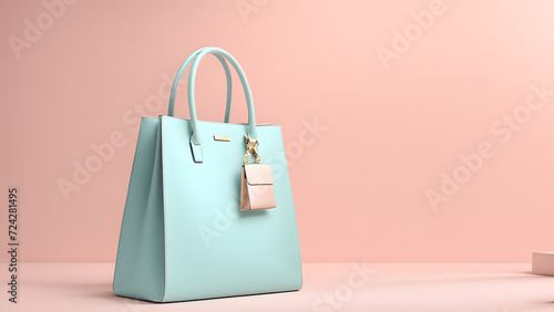 Luxury handbag isolated pastel background with space text for women's day and mother's day poster 3D rendering illustration