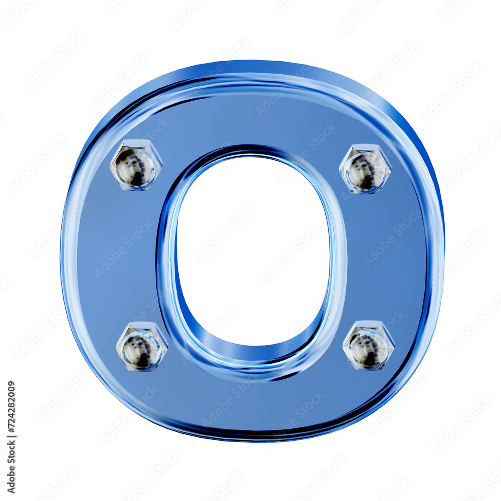 Blue ice symbol with bolts. letter o Blue ice symbol with bolts. letter o