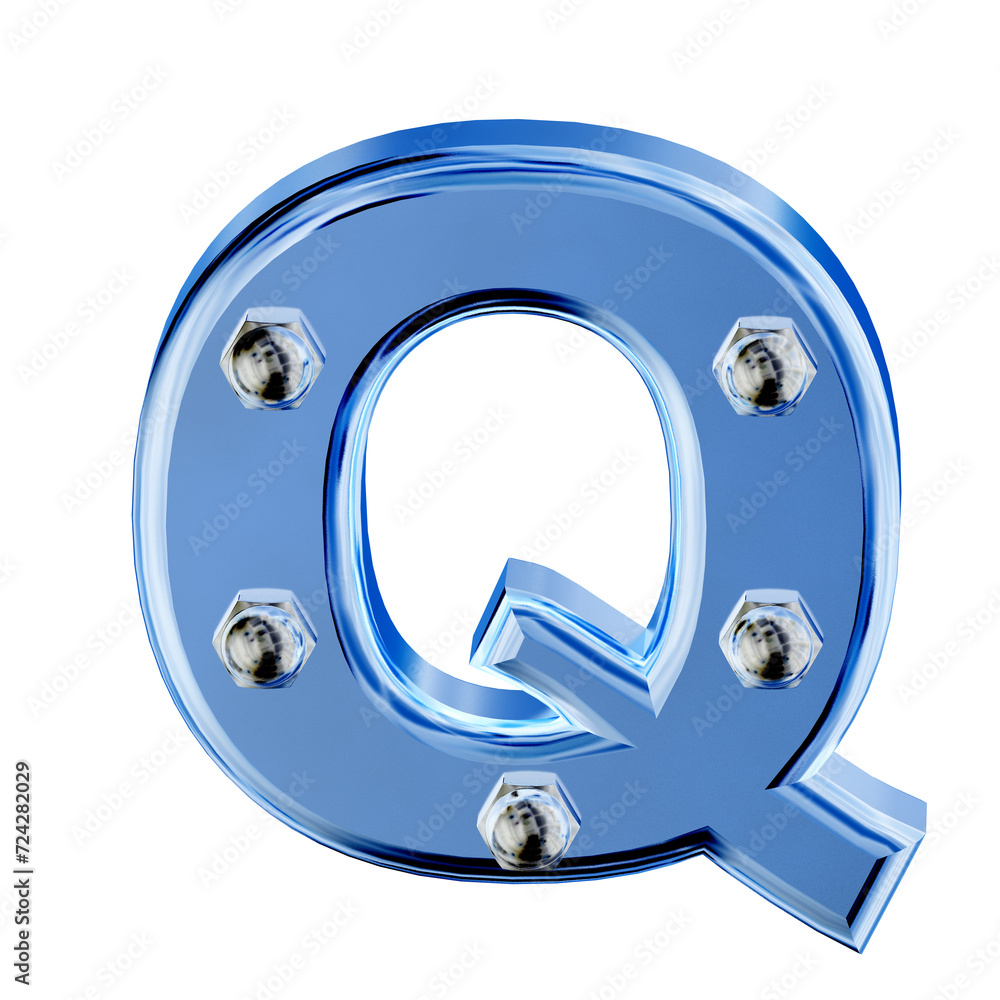 Blue ice symbol with bolts. letter q Blue ice symbol with bolts. letter q