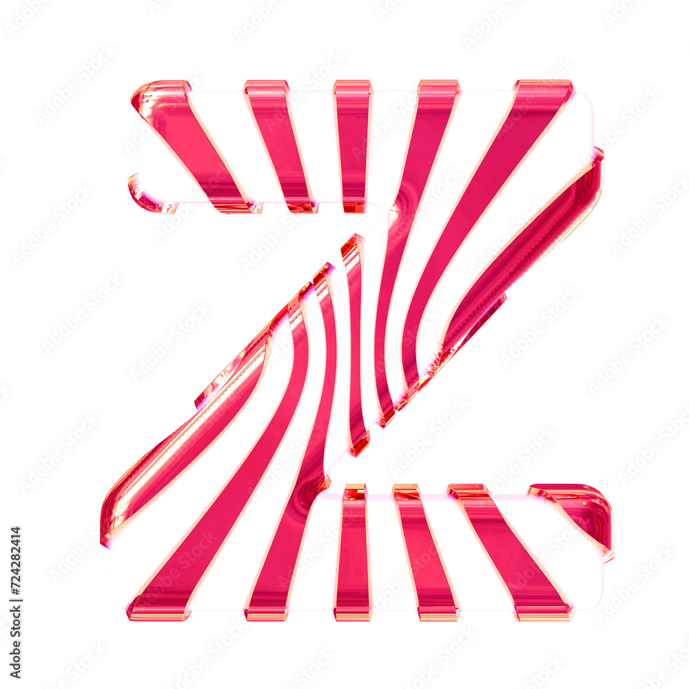 Obraz premium White symbol with pink thin vertical straps. letter z