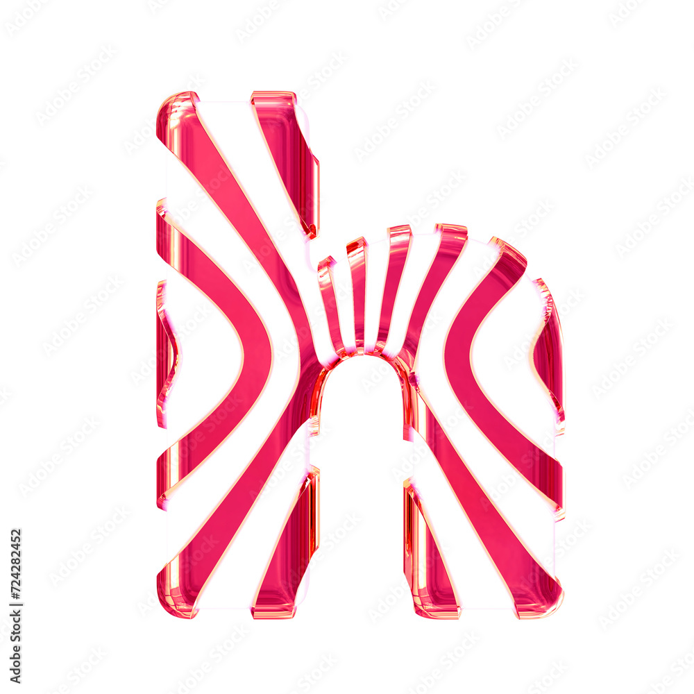 White symbol with pink thin vertical straps. letter h White symbol with pink thin vertical straps. letter h