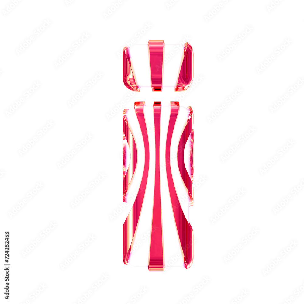 White symbol with pink thin vertical straps. letter i White symbol with pink thin vertical straps. letter i