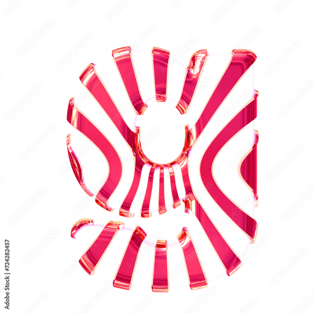 White symbol with pink thin vertical straps. letter g White symbol with pink thin vertical straps. letter g