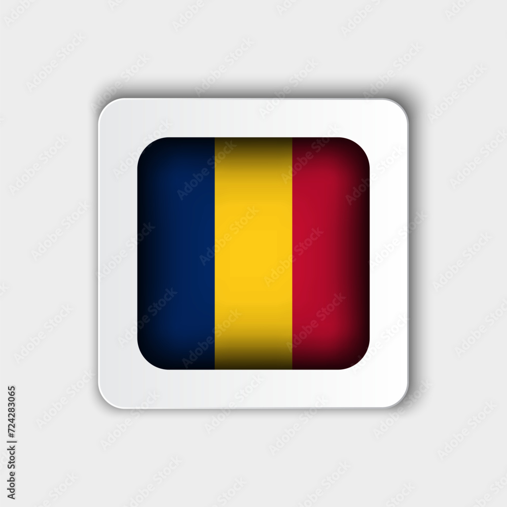 Fototapeta premium Chad Flag Button Flat Design